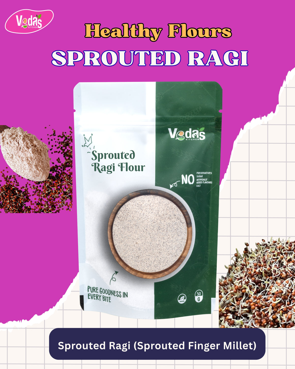 Sprouted Ragi Chat SPROUTED RAGI FLOUR – VEDAS KITCHEN